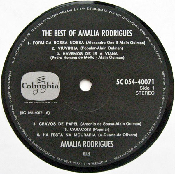 Amália Rodrigues : The Best Of Amalia Rodrigues (LP, Comp)