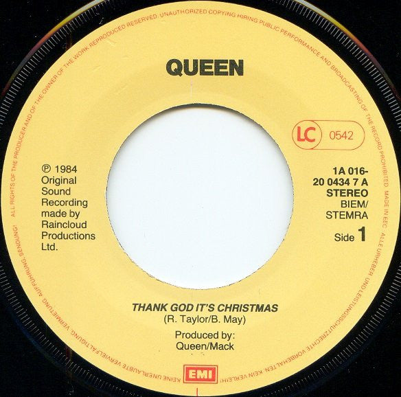 Queen : Thank God It's Christmas (7", Single)