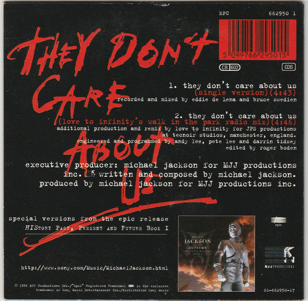 Michael Jackson : They Don't Care About Us (CD, Single, Car)