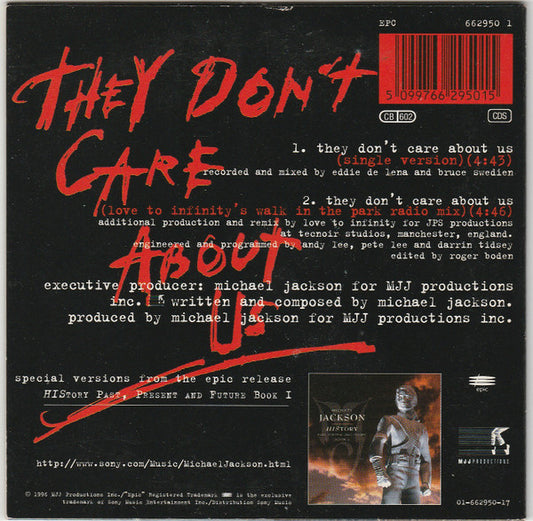 Michael Jackson : They Don't Care About Us (CD, Single, Car)
