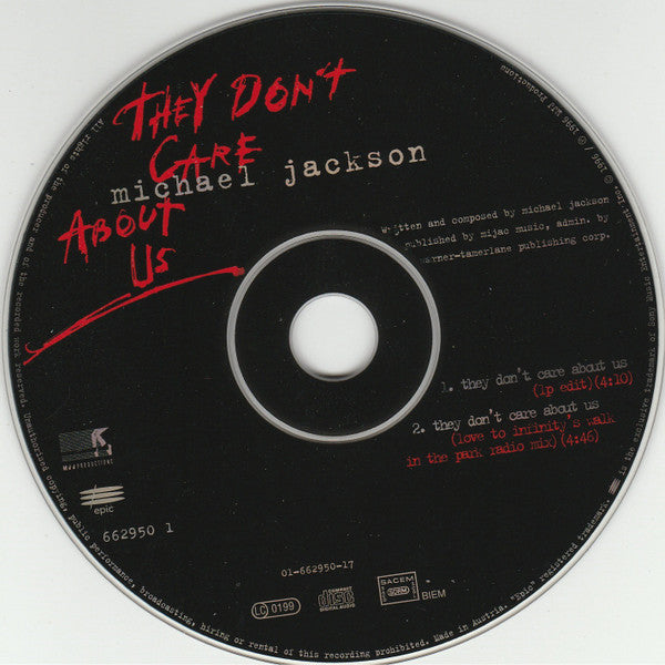 Michael Jackson : They Don't Care About Us (CD, Single, Car)
