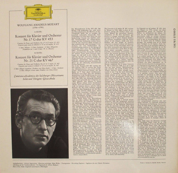 Mozart* - Camerata Academica Des Salzburger Mozarteums*, Géza Anda : Klavierkonzerte G-Dur KV 453 ・C-Dur KV 467 (LP, Album)