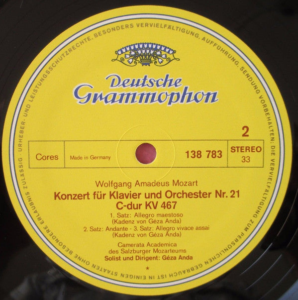 Mozart* - Camerata Academica Des Salzburger Mozarteums*, Géza Anda : Klavierkonzerte G-Dur KV 453 ・C-Dur KV 467 (LP, Album)