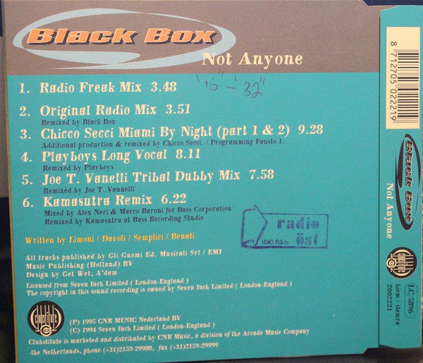 Black Box : Not Anyone (CD, Maxi)