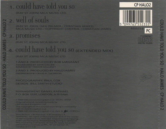Halo James : Could Have Told You So (CD, Single)