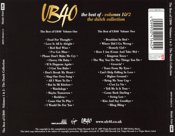 UB40 : The Best Of UB40 - Volumes 1 & 2 (The Dutch Collection) (2xCD, Comp)