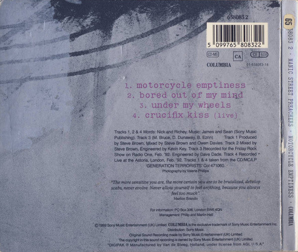 Manic Street Preachers : Motorcycle Emptiness (CD, Single, Dig)