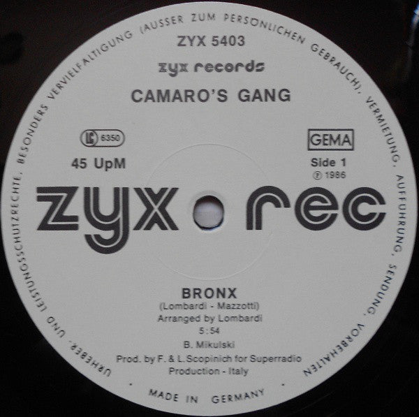 Camaro's Gang : Bronx (12")