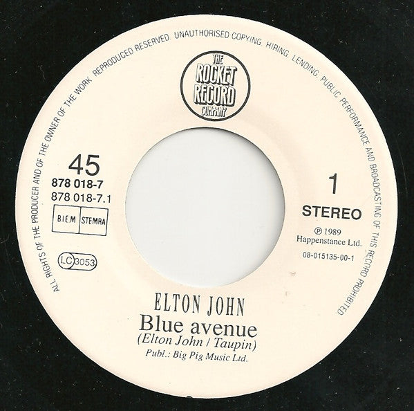 Elton John : Blue Avenue (7", Single)