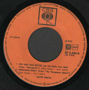 Lotte Lenya Singt Kurt Weill : Lotte Lenya Singt Kurt Weill (7")