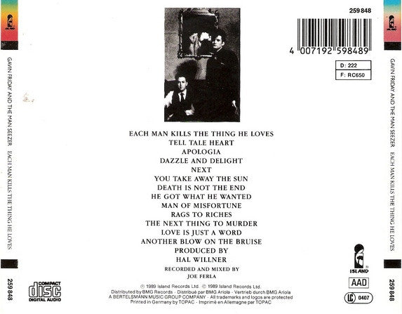 Gavin Friday And Maurice Seezer : Each Man Kills The Thing He Loves (CD, Album)