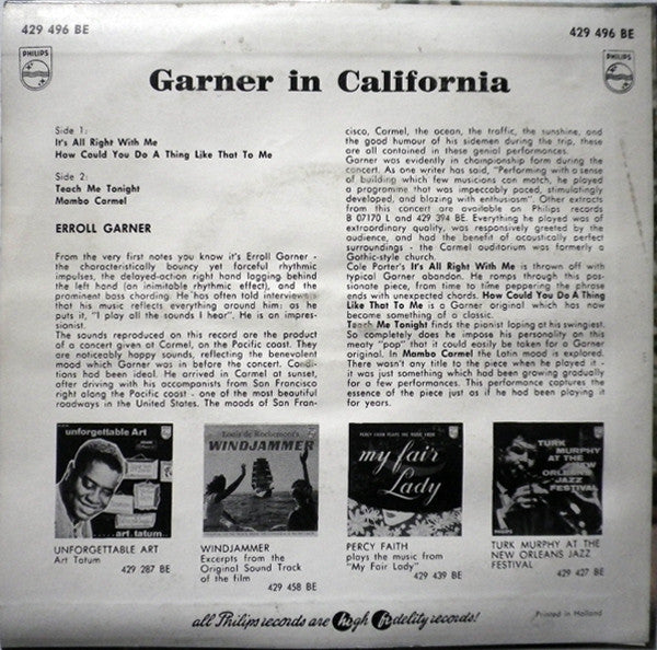 Erroll Garner : Garner In California (7", EP, Mono)