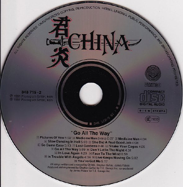 China (6) : Go All The Way (CD, Album)