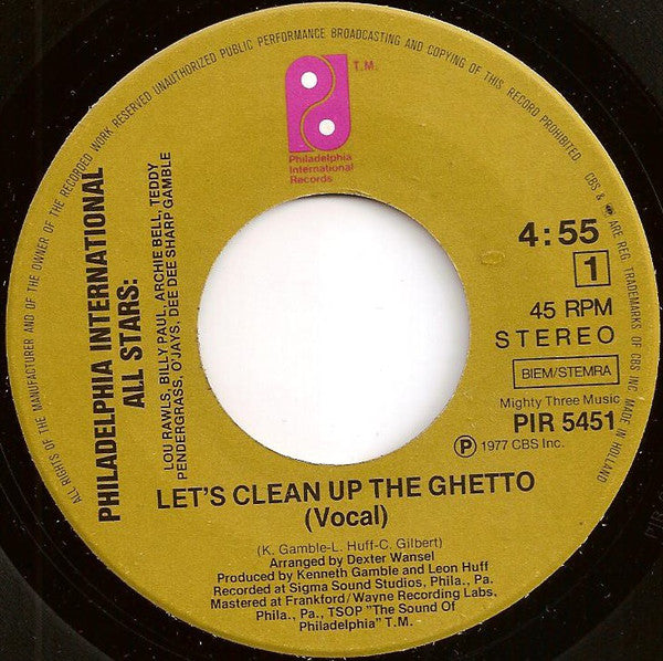 Philadelphia International All Stars / MFSB : Let's Clean Up The Ghetto (7", Single)
