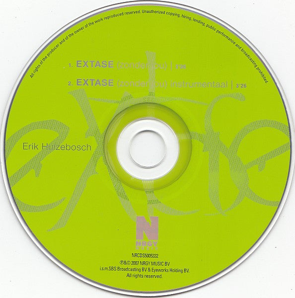 Erik Hulzebosch : Extase ...Zonder Jou (CD, Single)
