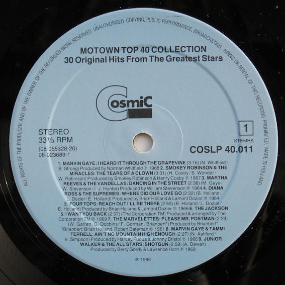 Various : Motown Top 40 Collection (30 Original Hits From The Greatest Stars) (2xLP, Comp, Gat)
