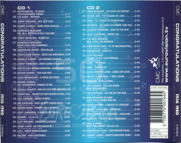 Various : Congratulations: 50 Years Of The Eurovision Song Contest (All The Winners + Favourites 1956 1980) (2xCD, Comp)