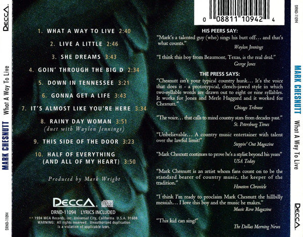 Mark Chesnutt : What A Way To Live (CD, Album)