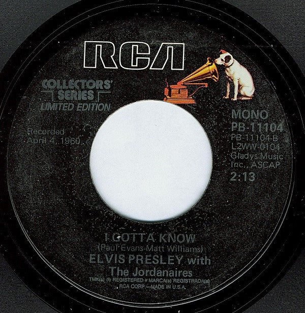 Elvis Presley : Are You Lonesome Tonight? (7", Single, Mono, Ltd, RE, Styrene, Ter)