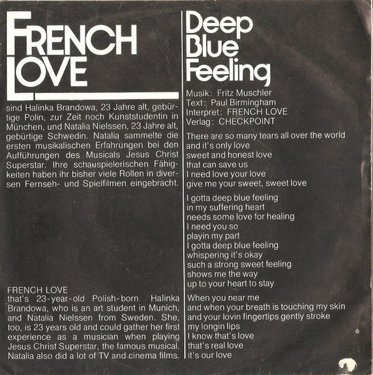 French Love : Deep Blue Feeling (7", Single, Ora)
