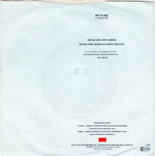 Erasure : Oh L'Amour (7", Single)