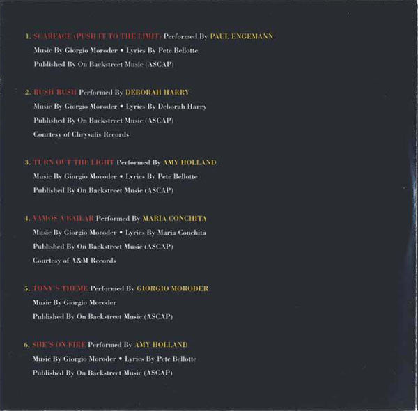 Various : Scarface (Music From The Motion Picture Soundtrack) (CD, Comp, RE)
