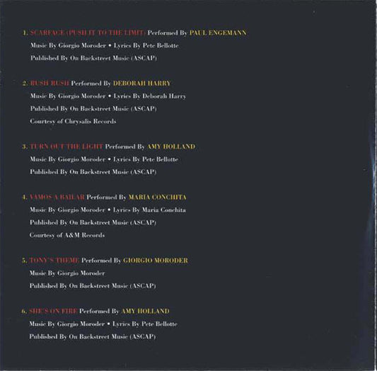 Various : Scarface (Music From The Motion Picture Soundtrack) (CD, Comp, RE)