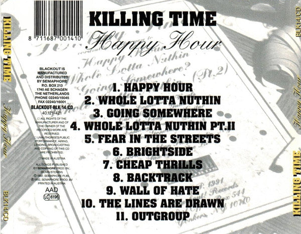 Killing Time : Happy Hour (CD, Album)