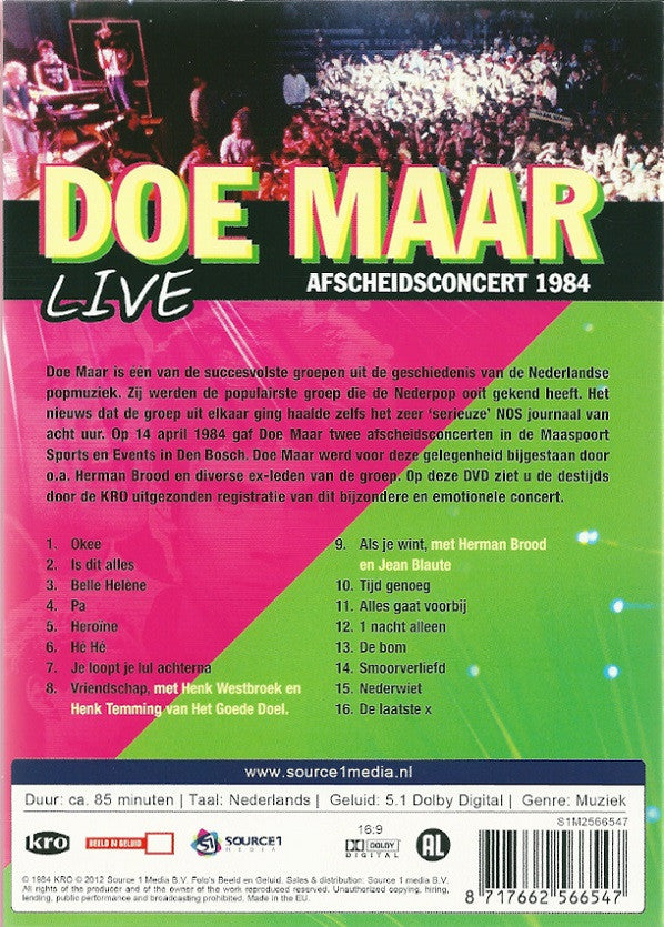 Doe Maar : Live Afscheidsconcert 1984 (DVD-V, Album, PAL)