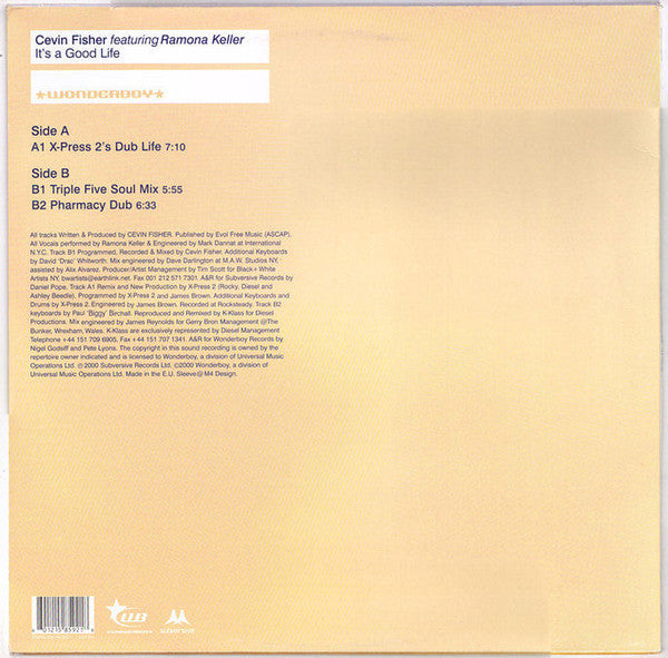 Cevin Fisher Featuring Ramona Keller : It's A Good Life (The Dub Mixes) (12")