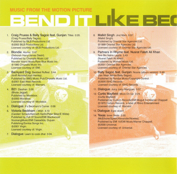 Various : Bend It Like Beckham - Music From The Motion Picture (CD, Comp)