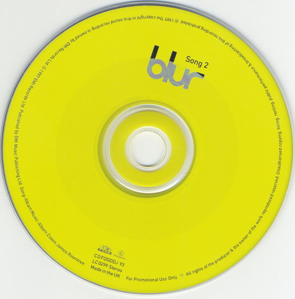 Blur : Song 2 (CD, Single, Promo, Car)