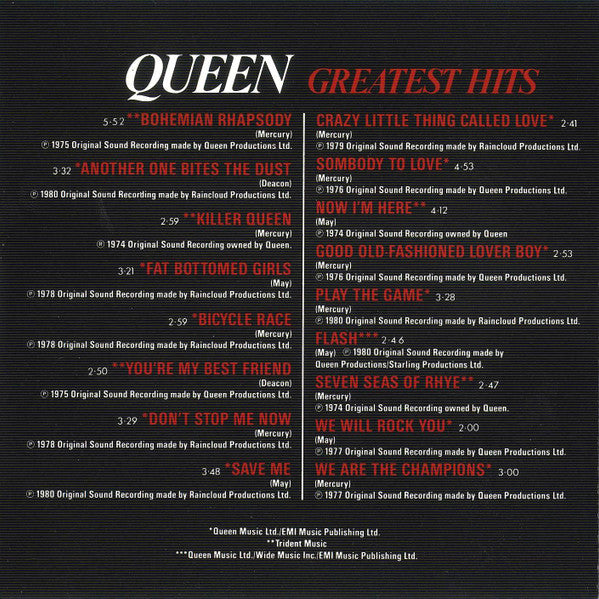 Queen : Greatest Hits (CD, Comp, RE, Red)