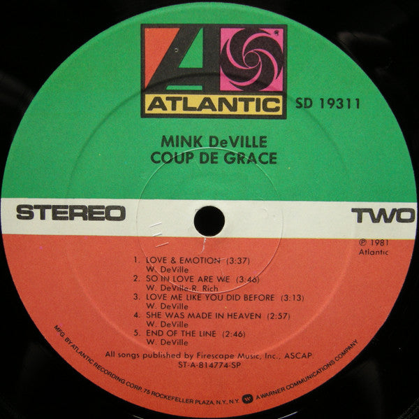 Mink DeVille : Coup De Grâce (LP, Album, SP)