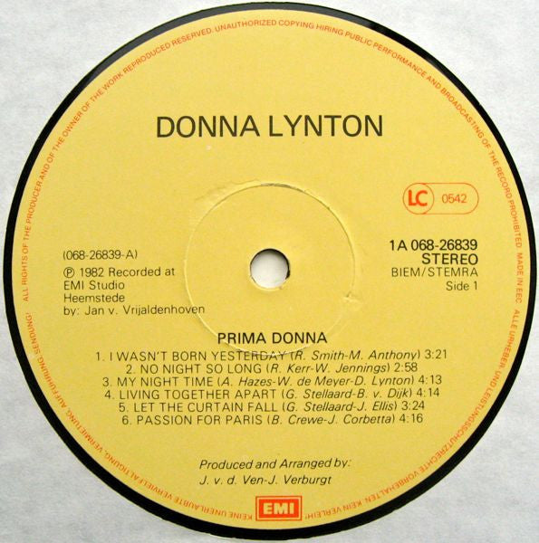 Donna Lynton : Prima Donna (LP, Album)