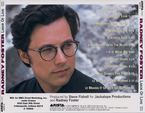Radney Foster : Labor Of Love (CD, Album, Club)