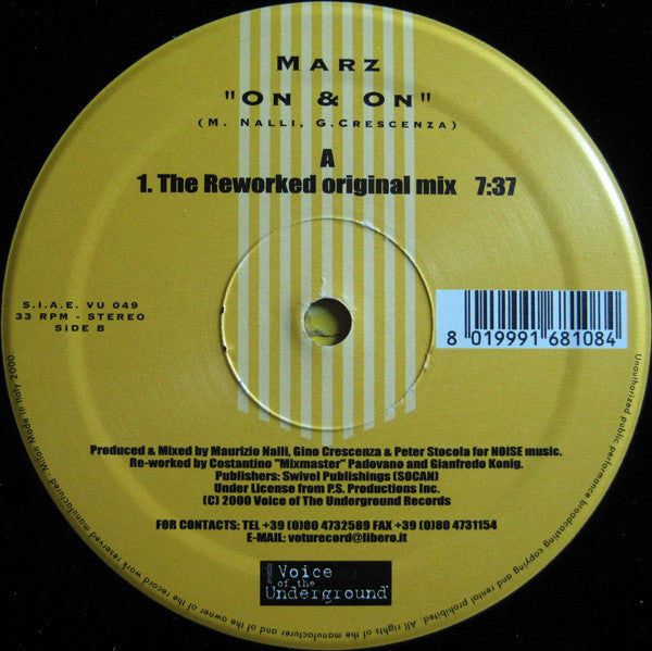 Marz : On & On (12", S/Sided)