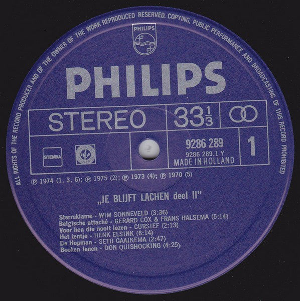 Various : Je Blijft Lachen - Deel 2 - Tien Komische Voordrachten (LP, Comp)