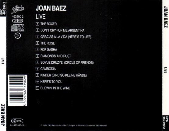Joan Baez : Live (CD, Album, RE)