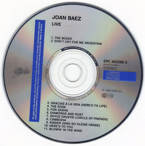 Joan Baez : Live (CD, Album, RE)