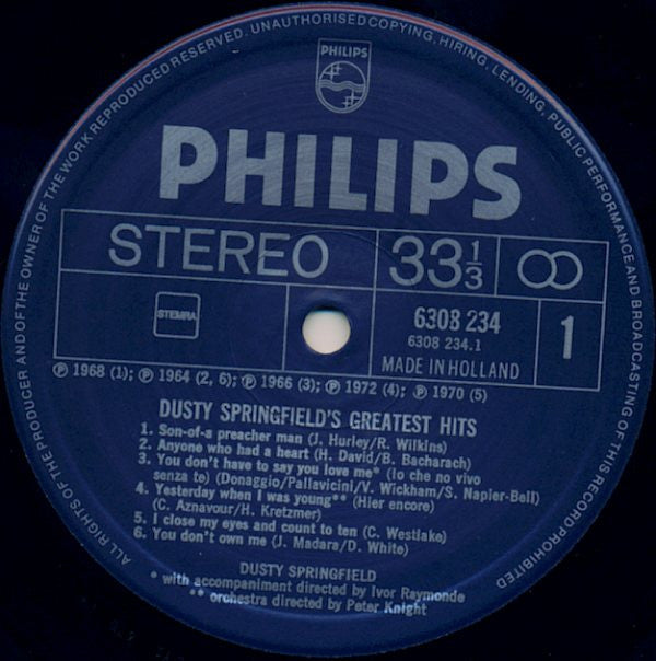 Dusty Springfield : Greatest Hits (LP, Comp)