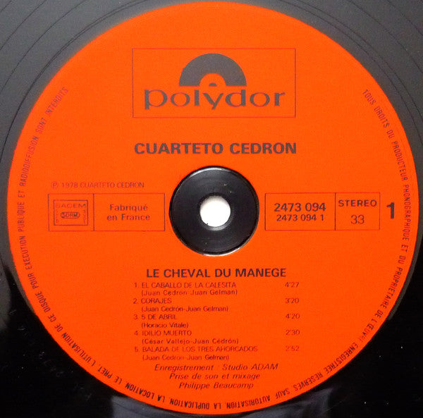 Cuarteto Cedron : Le Cheval Du Manège (LP, Album, Gat)