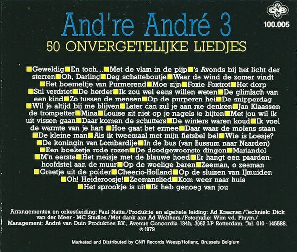 André van Duin : And're André 3 - 50 Onvergetelijke Liedjes (CD, Album, RP)