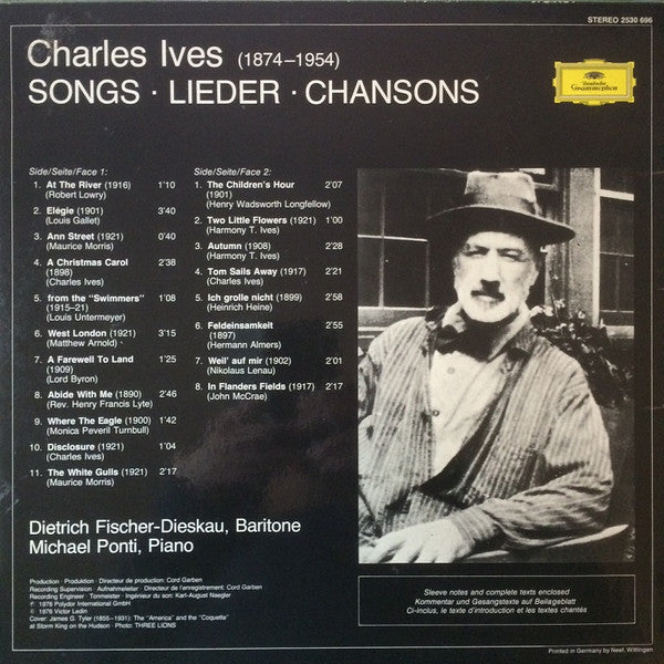 Dietrich Fischer-Dieskau, Michael Ponti - Charles Ives : Songs • Lieder (LP)