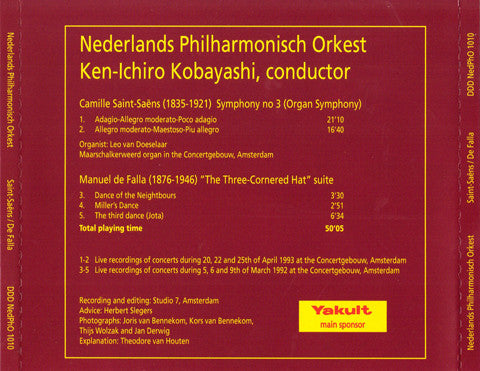Nederlands Philharmonisch Orkest (2), Ken-Ichiro Kobayashi / Camille Saint-Saëns, Manuel De Falla : Saint-Saëns / De Falla (CD)