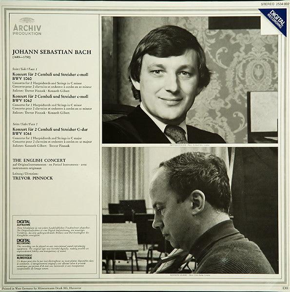 Johann Sebastian Bach, Trevor Pinnock ∙ Kenneth Gilbert, The English Concert : Die Konzerte Für 2 Cembali (LP, Gat)