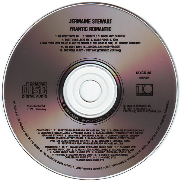 Jermaine Stewart : Frantic Romantic (CD, Album)