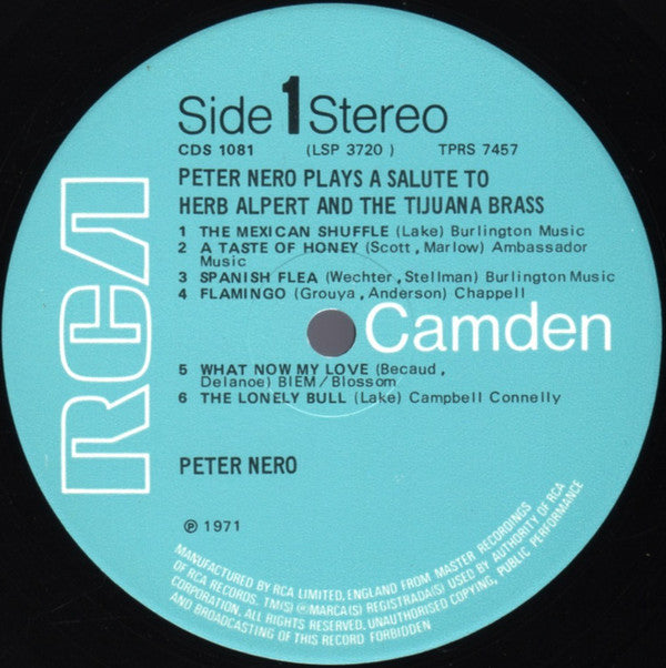 Peter Nero : Peter Nero Plays A Salute To Herb Alpert & The Tijuana Brass (LP, Album, RE)