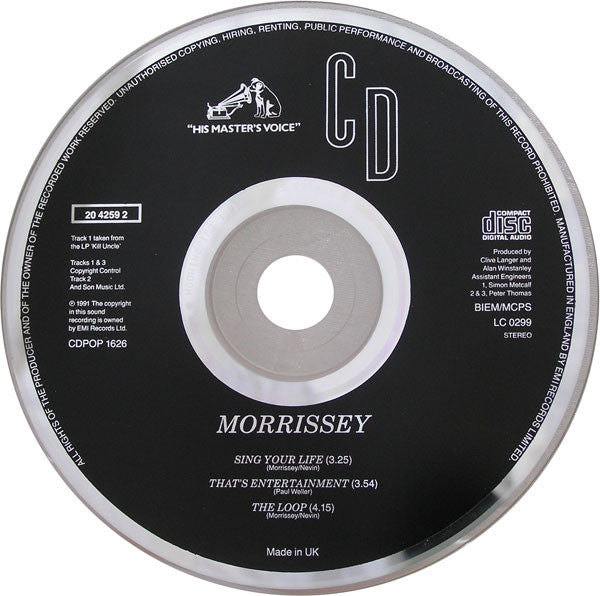 Morrissey : Sing Your Life (CD, Single)