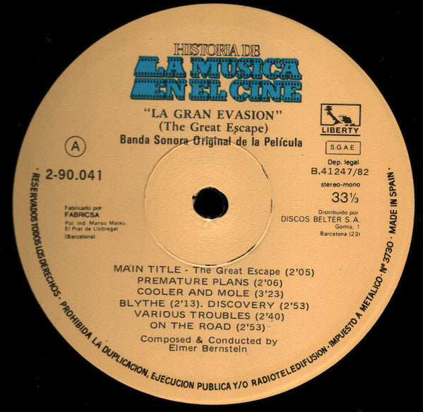 Elmer Bernstein : La Gran Evasion (The Great Escape) Banda Sonora Original De La Película (LP, Album, RE)